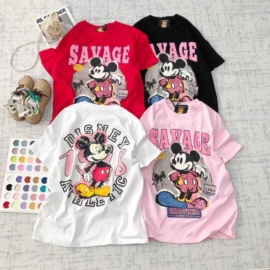 VINESU MKT08 - Oversize Graphic T-Shirt for Women - Retro Savage Print Unisex Cotton Tee