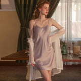 Classic Simple Solid Color Silk Nightwear Lingerie