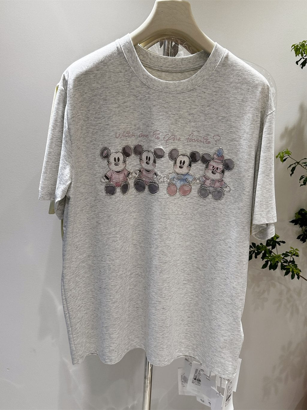 A181 - Luxury 3D Mickey Mouse Graphic Tee - Crystal Seed Bead Embroidery with Mini Sunglasses