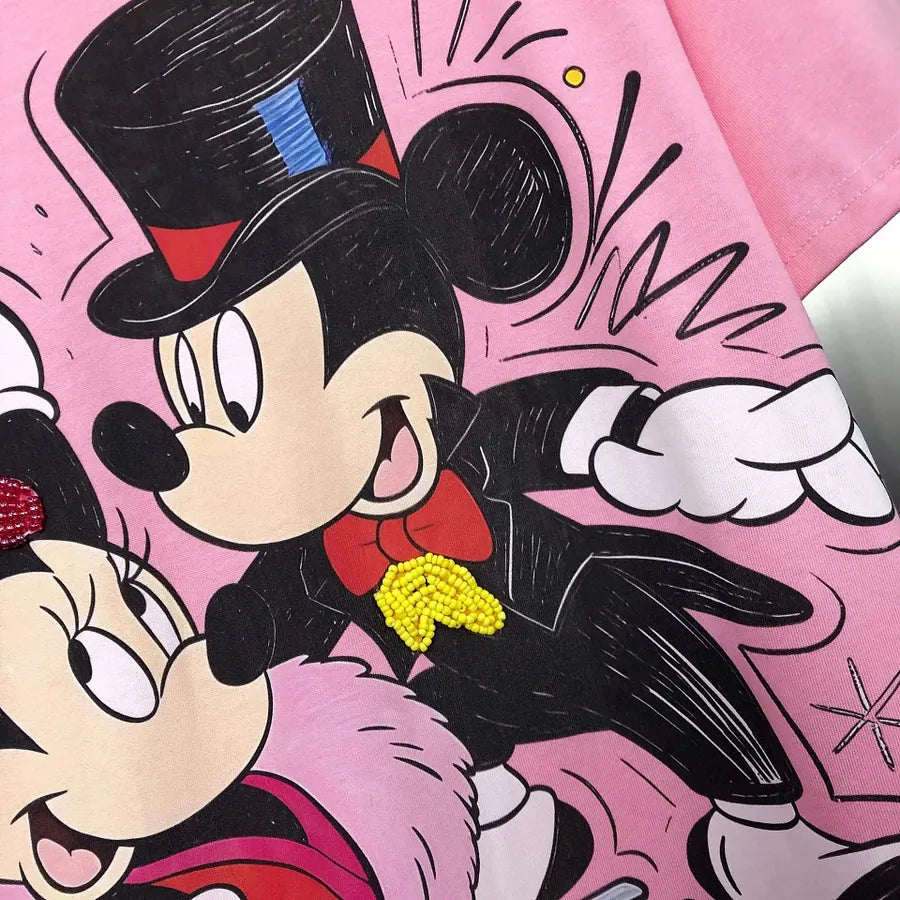 VINESU MKT09 - Vintage Couple Mouse Beaded & Sequin T-Shirt