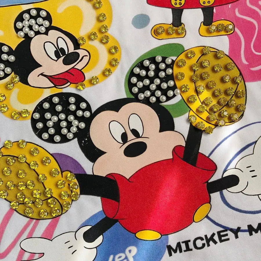 VINESU MKT06 - Y2K Retro Cartoon Gang Double-Sided Embellished Tee