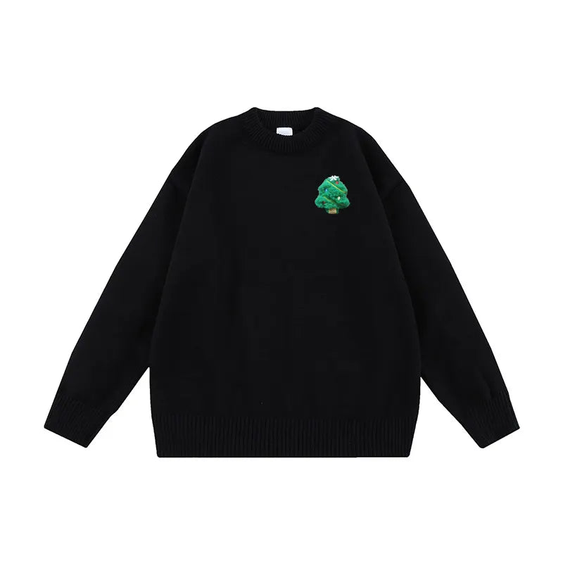 VINESU Handmade 3D Felt Decor Crewneck Sweater