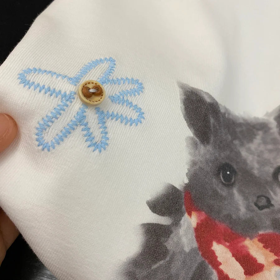 A190 - Vintage Kitten Graphic Tee - 220g Premium Heavyweight Cotton
