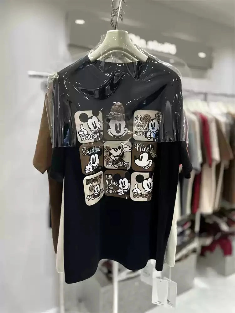 VINESU Nine-grid Heavy Three-dimensional Pattern T-shirt