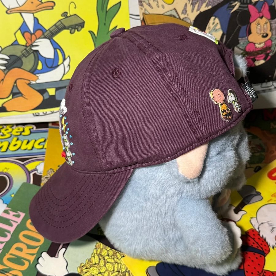 Vinesu H18 - Retro Snoopy Embroidered Baseball Cap - Vintage Washed Denim Comic Patch Hat, Aesthetic Peanuts Cartoon Dad Hat for Men & Women