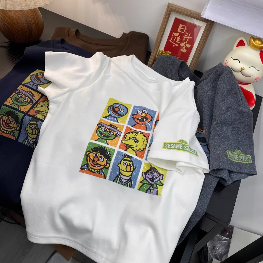 A156 - Funny Cartoon Cat & Mouse Graphic Tee - Retro Pop Art Streetwear T-Shirt - 220g Premium Heavyweight Cotton