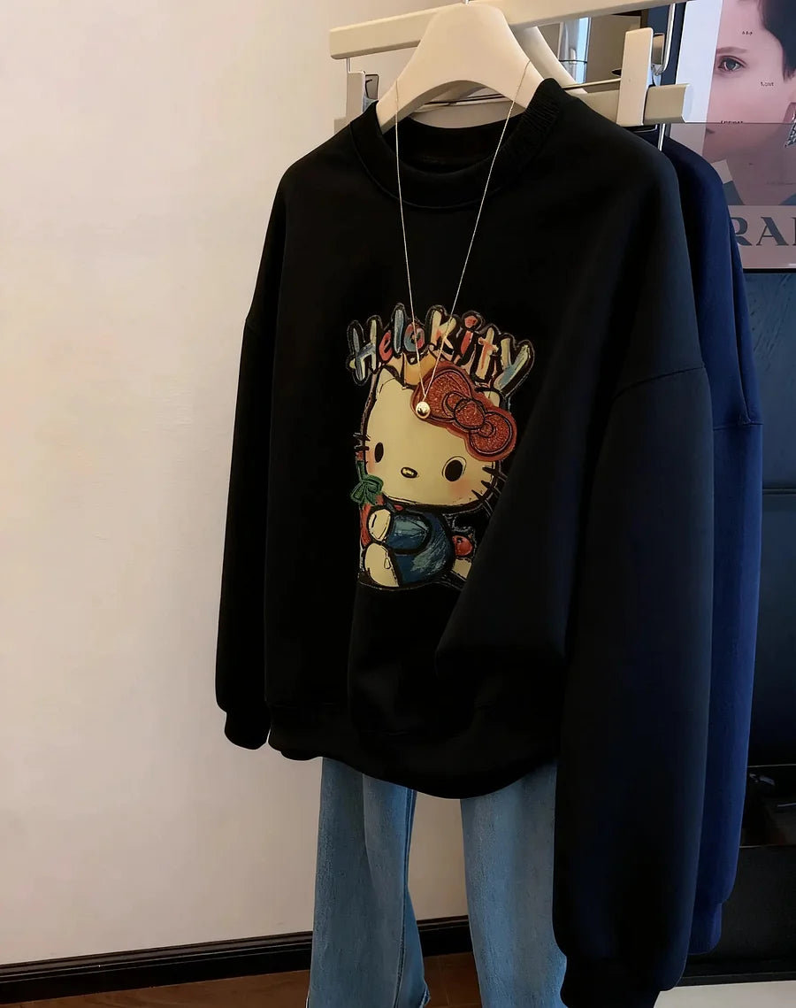VINESU Cuteness Overload! Hello Kitty Printed Sweatshirt