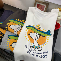 Surfboard Snoopy Cotton T-Shirt | Vintage  Oversized Tee