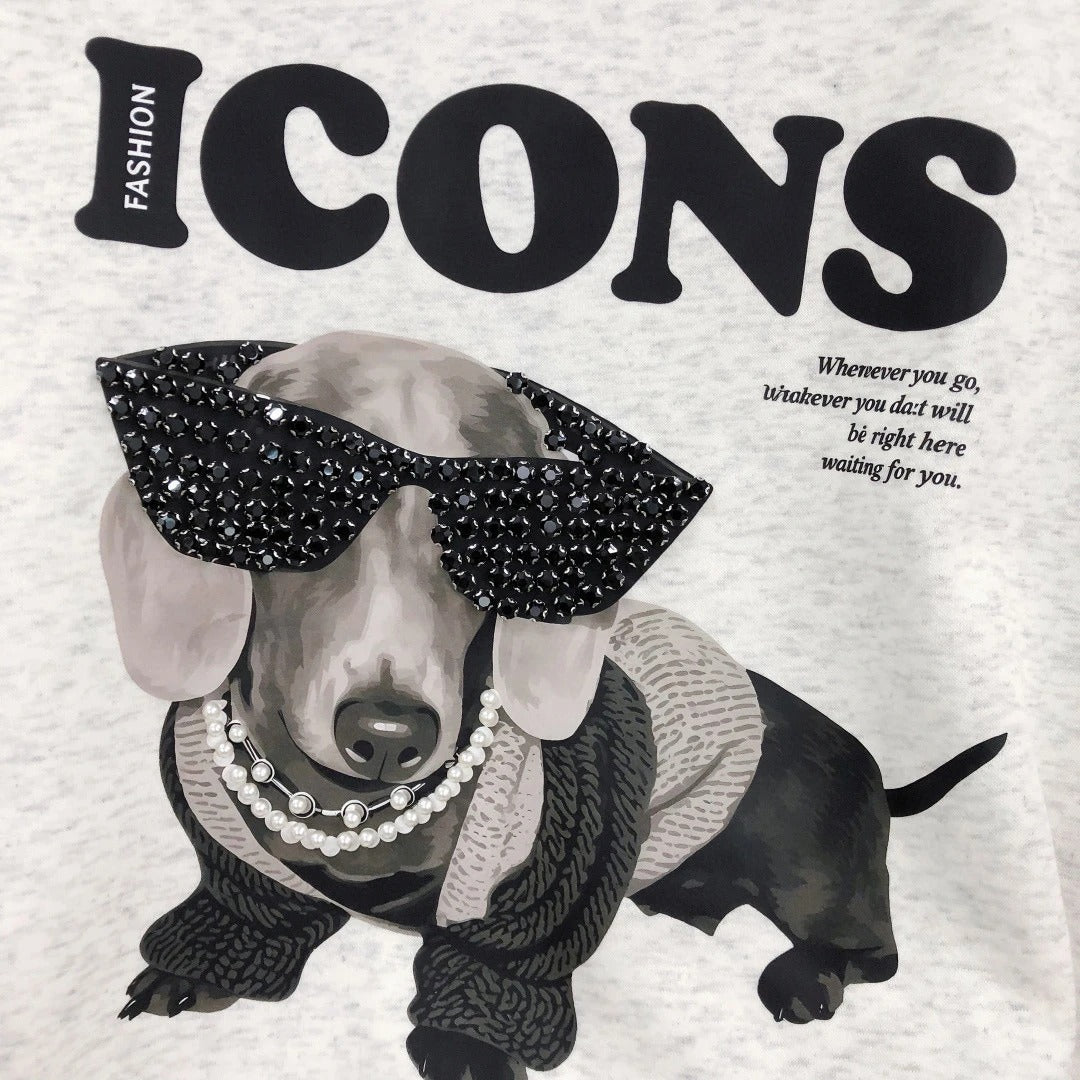 B07 - Dachshund Rhinestone Heavyweight Crewneck Sweatshirt