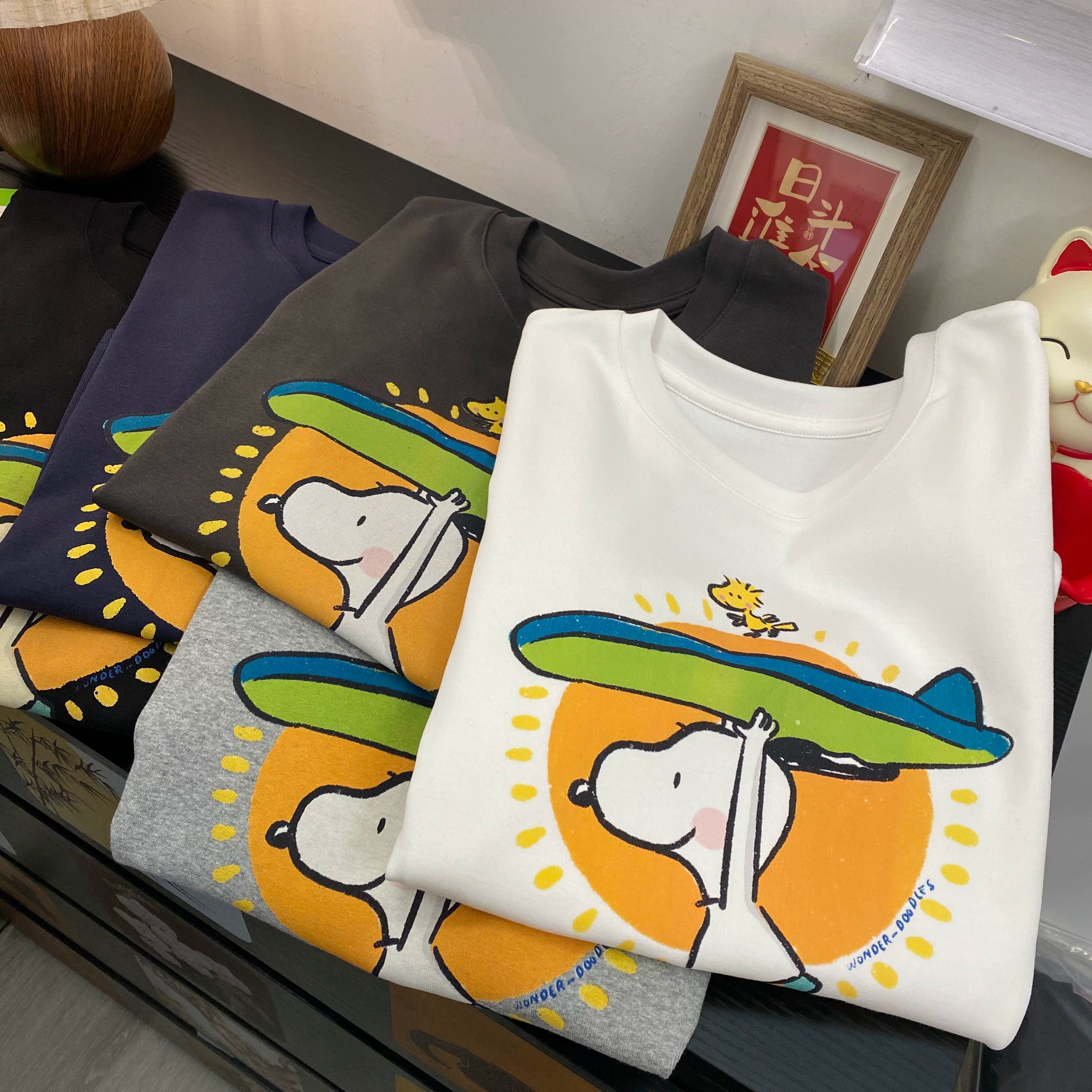 Surfboard Snoopy Cotton T-Shirt | Vintage  Oversized Tee