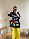 A244 - Mickey Mouse Graffiti Graphic Cotton Tee with 3D Accents