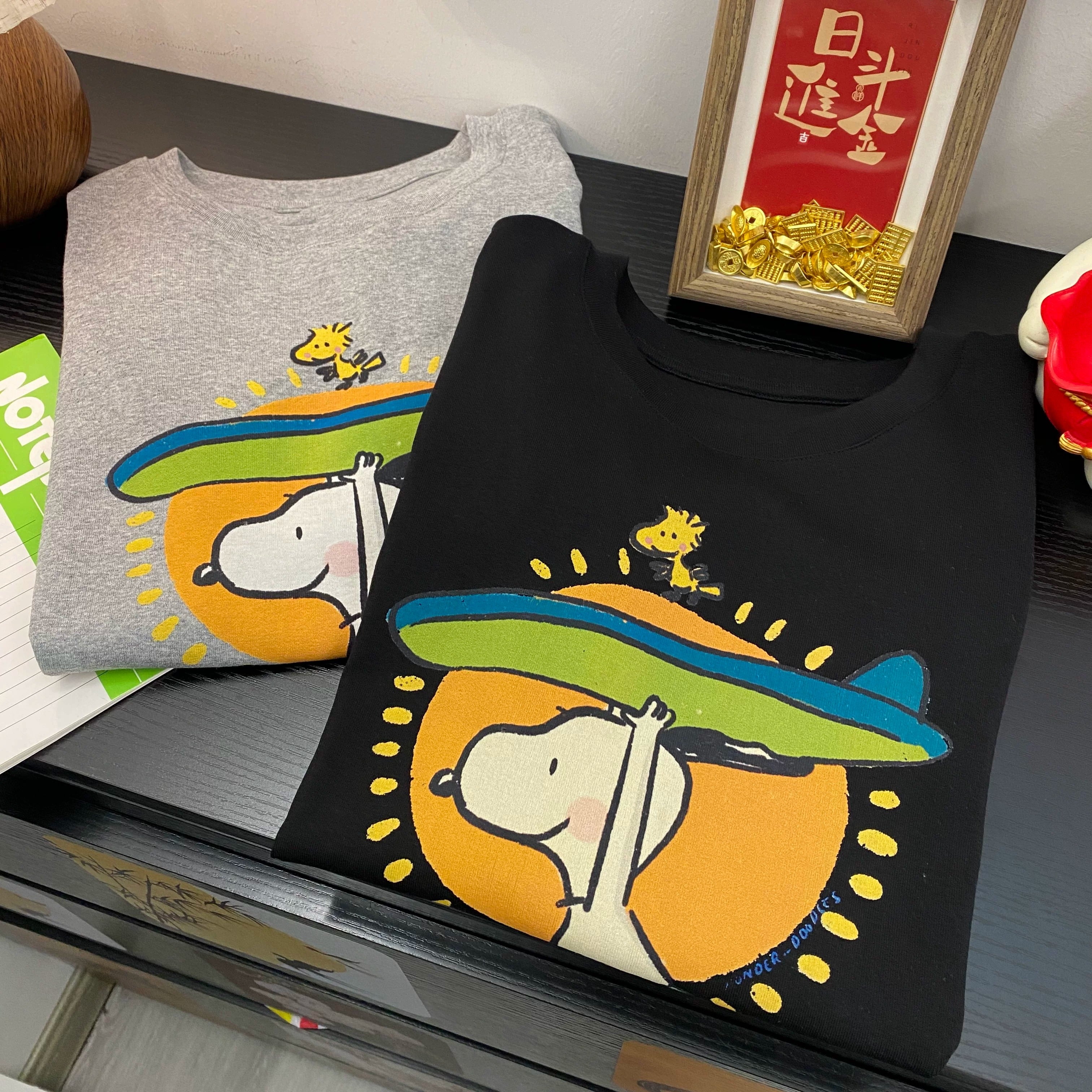 Surfboard Snoopy Cotton T-Shirt | Vintage  Oversized Tee