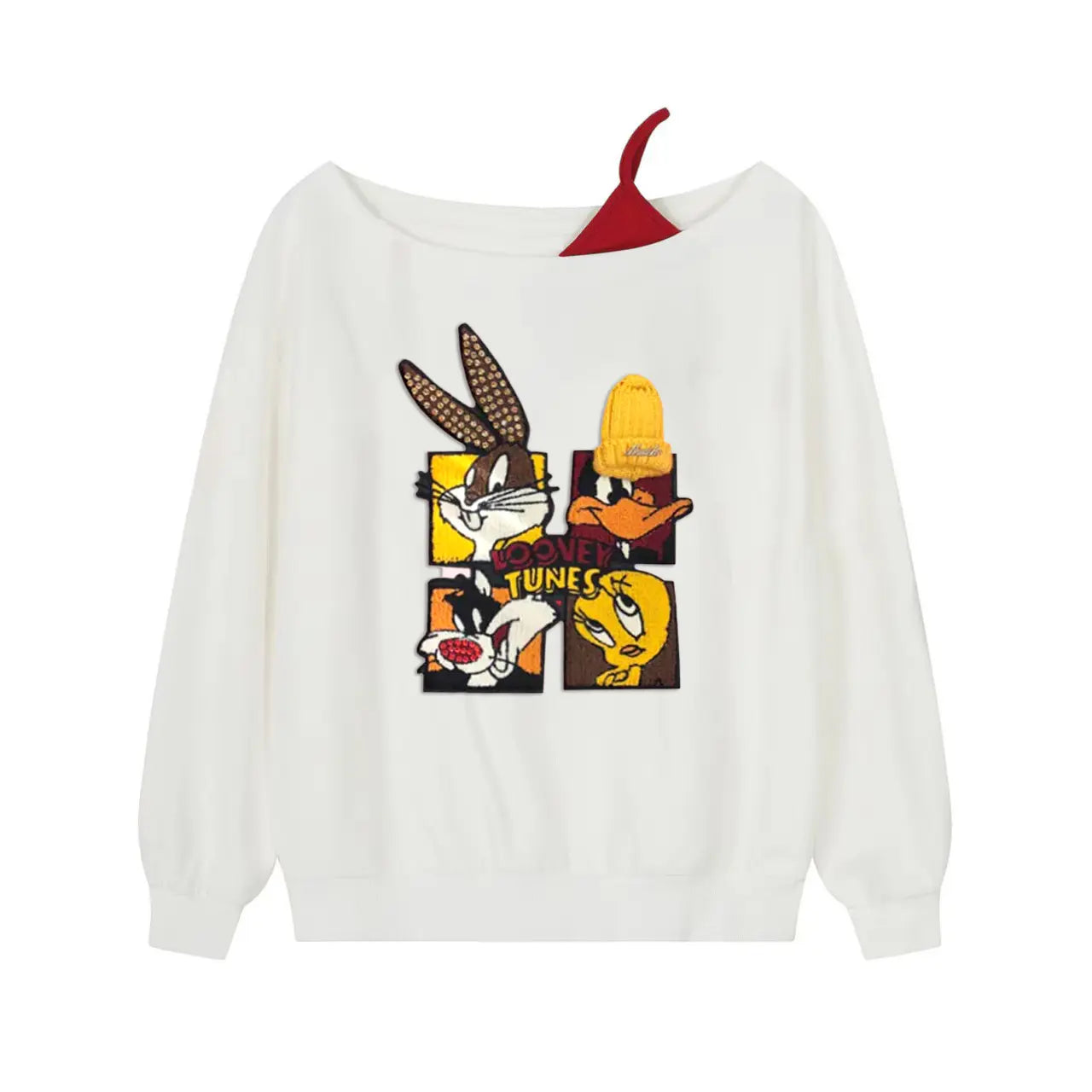 Looney Tunes Themed Off - Shoulder Camisole Sweatshirt: A Blend of Sexiness and Fun