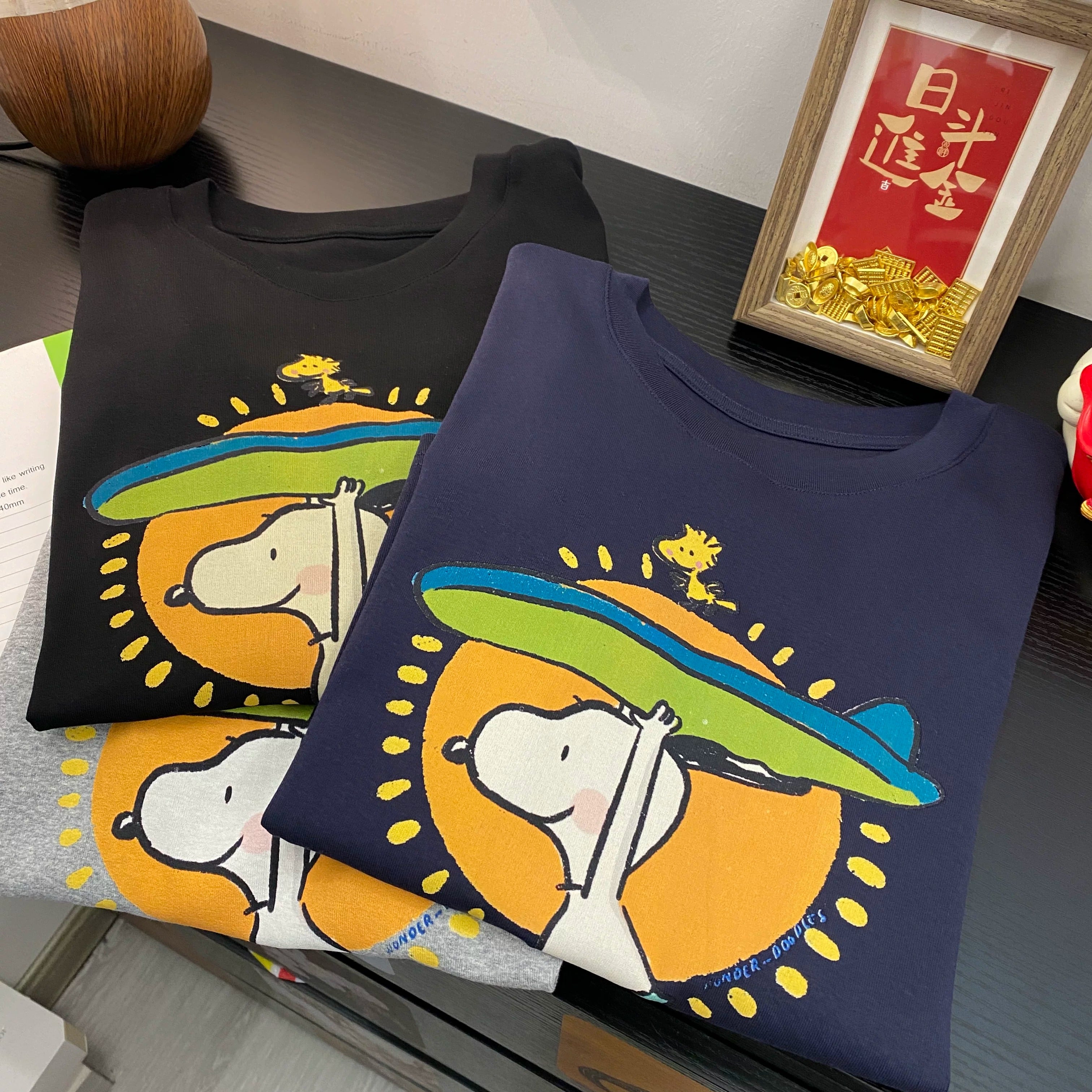 Surfboard Snoopy Cotton T-Shirt | Vintage  Oversized Tee