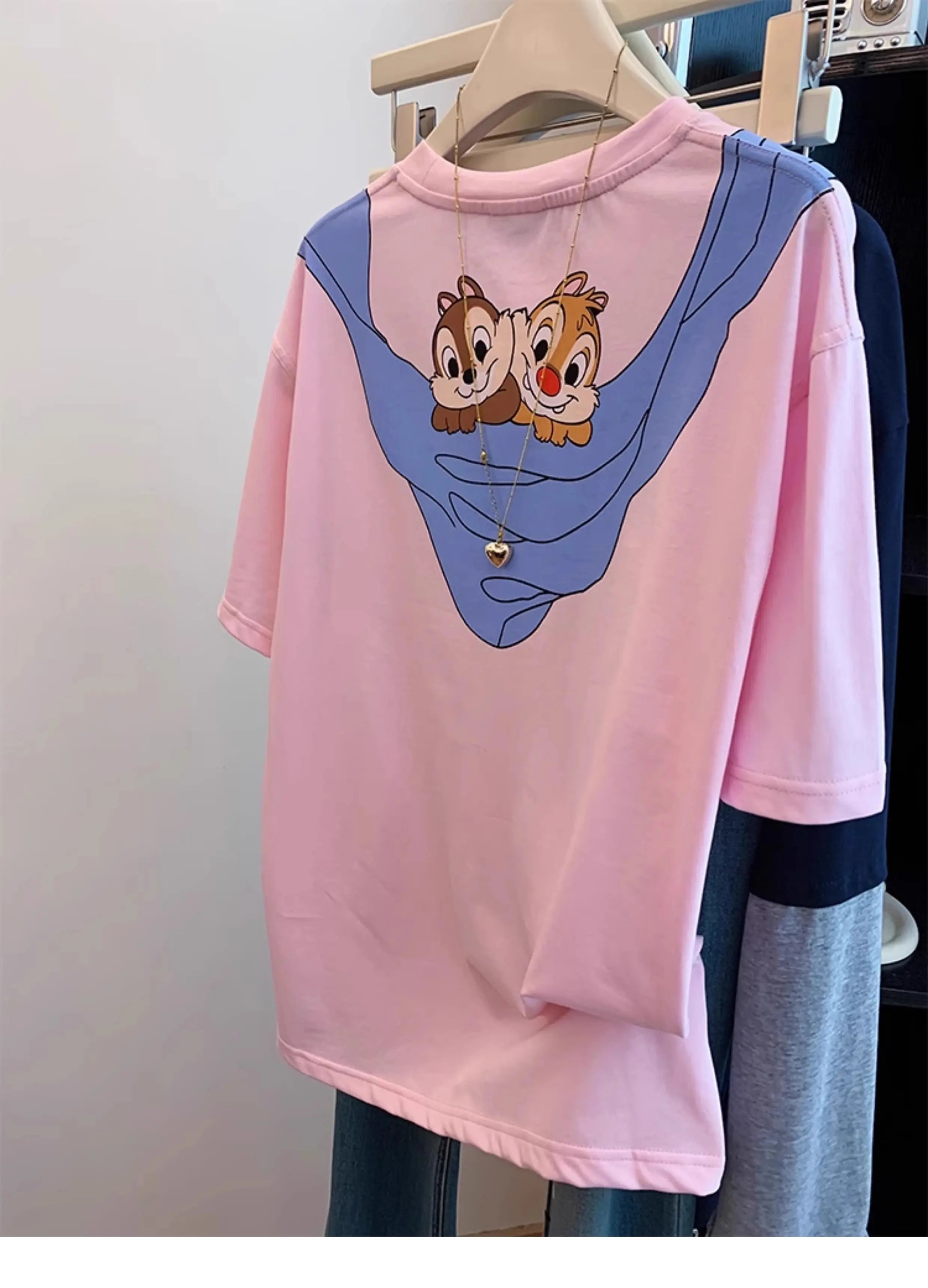 Playful Chipmunk "Cape" Print T-Shirt (Front & Back Design)