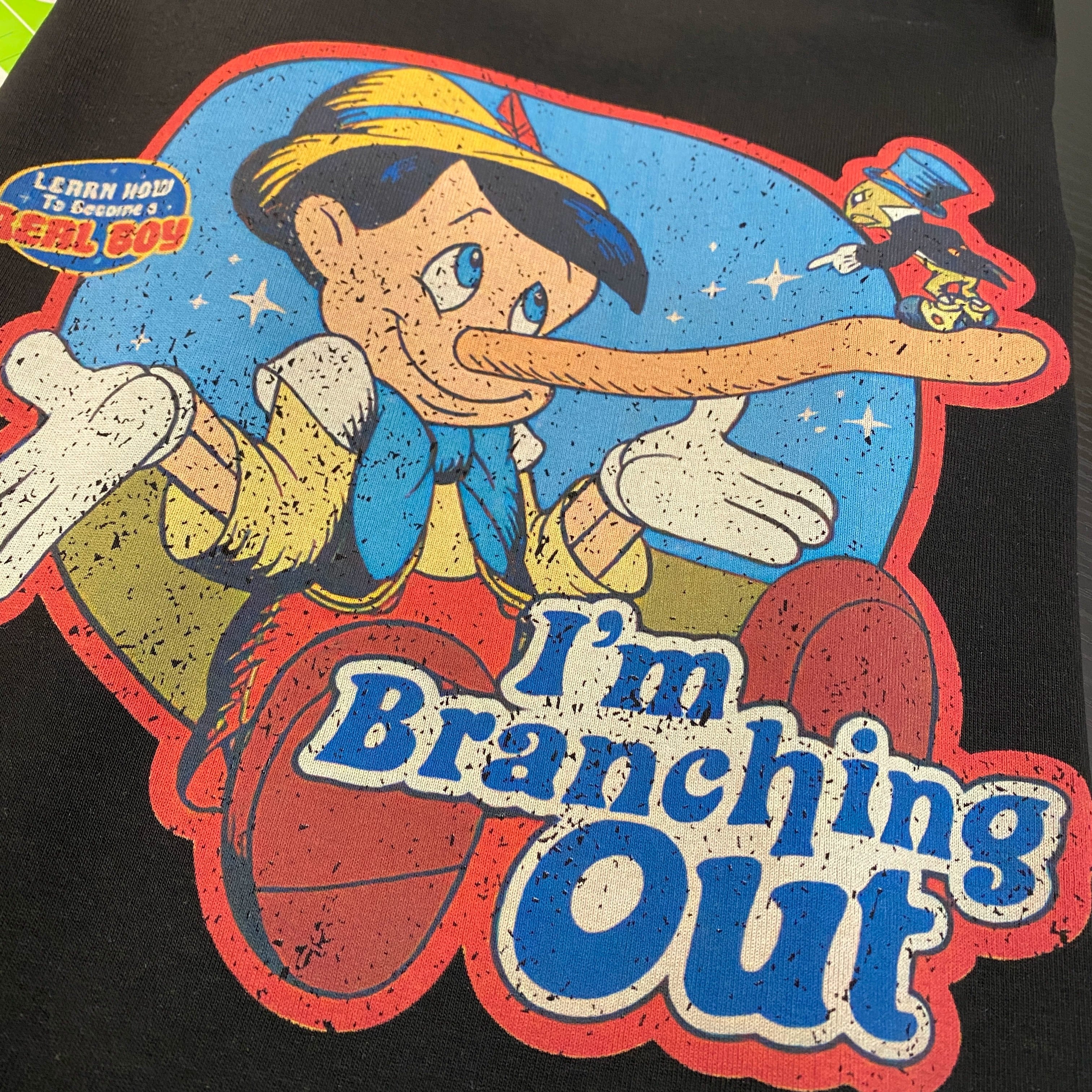 Vintage Pinocchio Graphic Cotton T-Shirt | Oversized Front & Back Print Tee