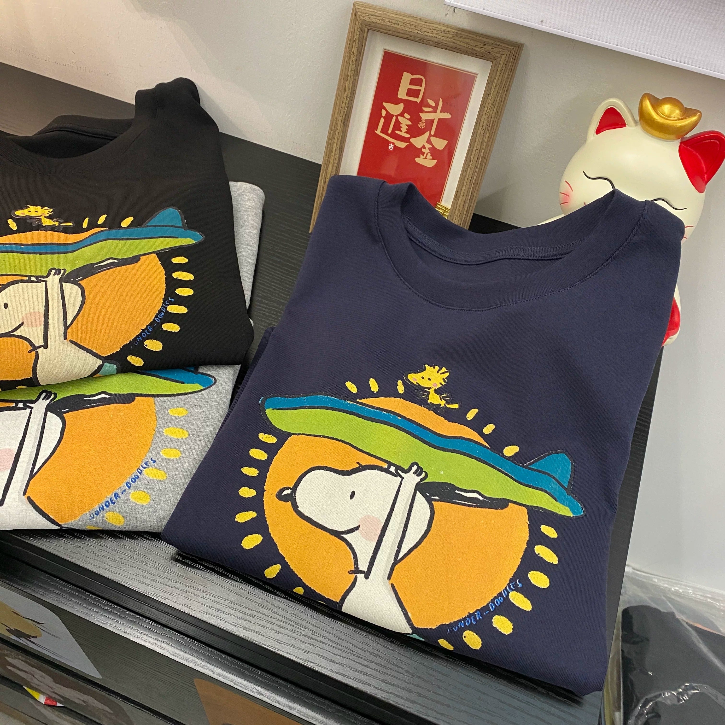 Surfboard Snoopy Cotton T-Shirt | Vintage  Oversized Tee