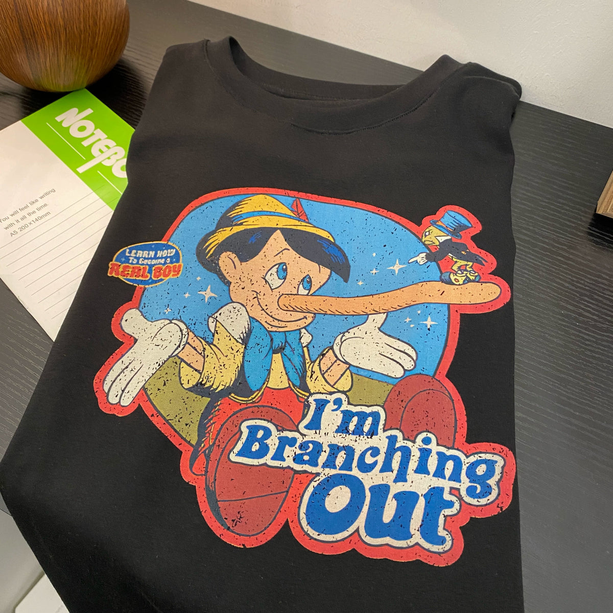 Vintage Pinocchio Graphic Cotton T-Shirt | Oversized Front & Back Print Tee