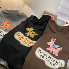 Cute Animal Graphic Tee | Handmade Label Detail Cotton Oversized T-Shirt