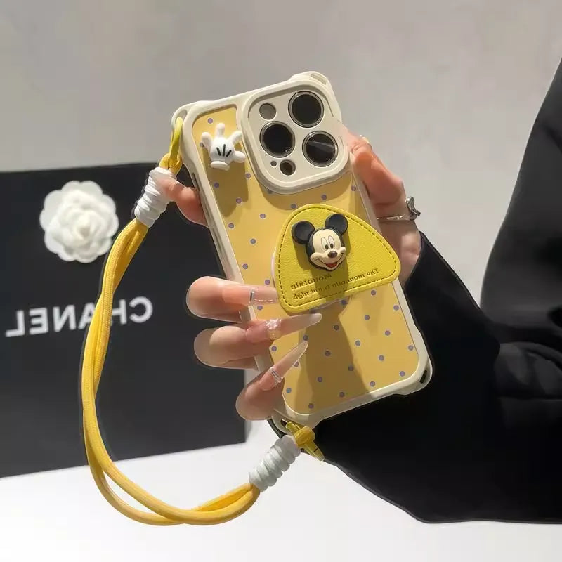 Adorable Mickey - themed Lanyard Phone Case: Cuteness Meets Practicality-Yellow