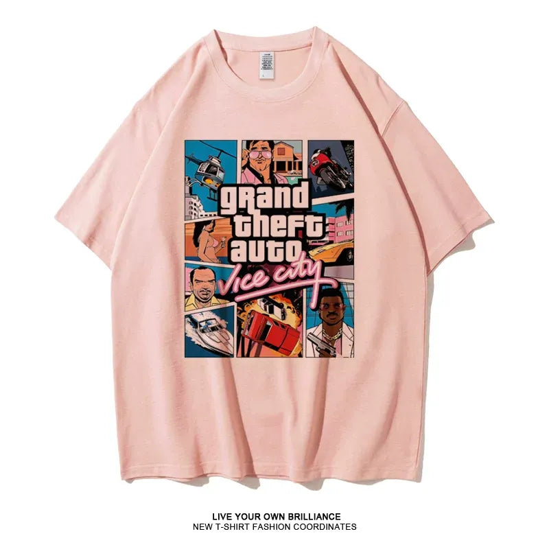 G1 - GTA Vice City Inspired Graphic Tee | 320G Heavyweight Cotton Oversized Game Streetwear T-Shirt Unisex