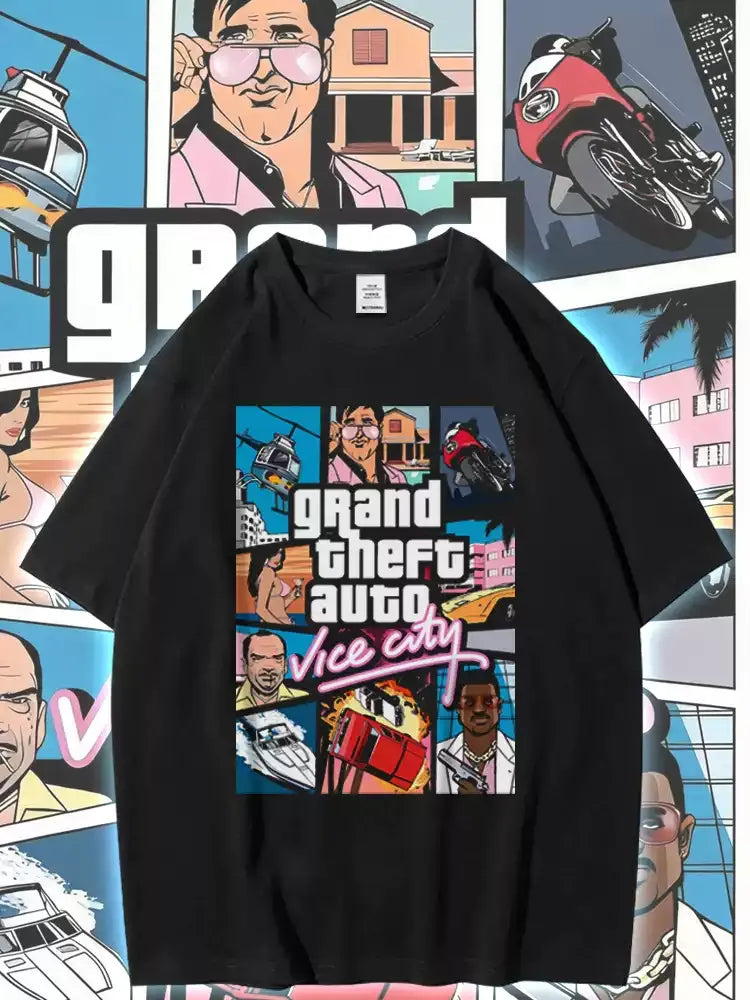 G1 - GTA Vice City Inspired Graphic Tee | 320G Heavyweight Cotton Oversized Game Streetwear T-Shirt Unisex