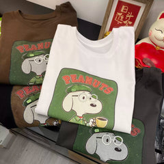Handmade Beaded Glasses Snoopy Cotton T-Shirt | Vintage Graphic Oversized Tee