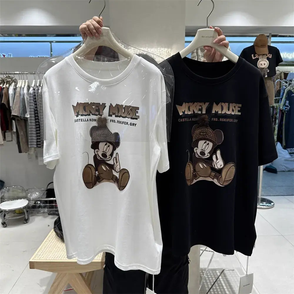 Mickey Mouse Themed Handmade T - shirt: Cute and Elegant with 3D Pom - poms