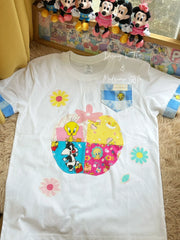 A204 - Pure Cotton Mickey & Minnie Paneled Pocket T-Shirt