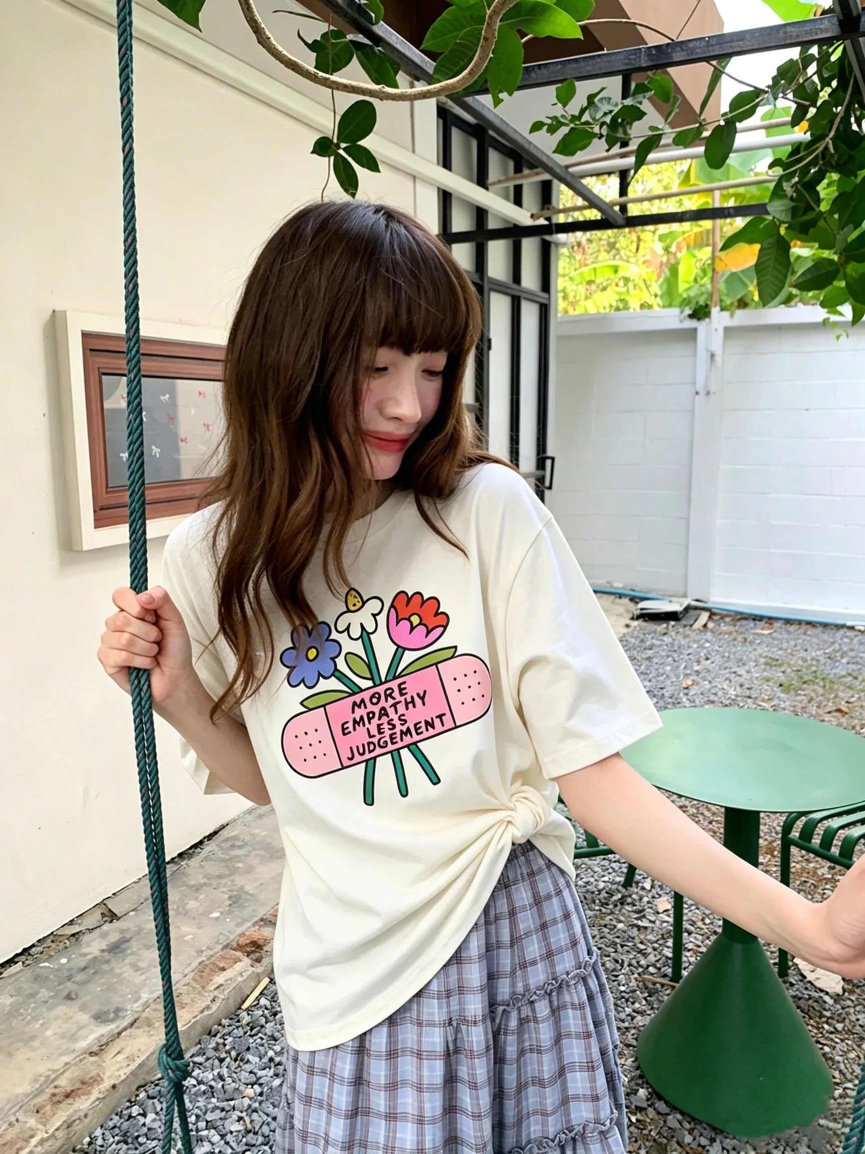 Cute Flower Graphic Tee | Pink Cotton T-Shirt with Positive Quote