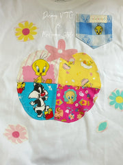 A204 - Pure Cotton Mickey & Minnie Paneled Pocket T-Shirt