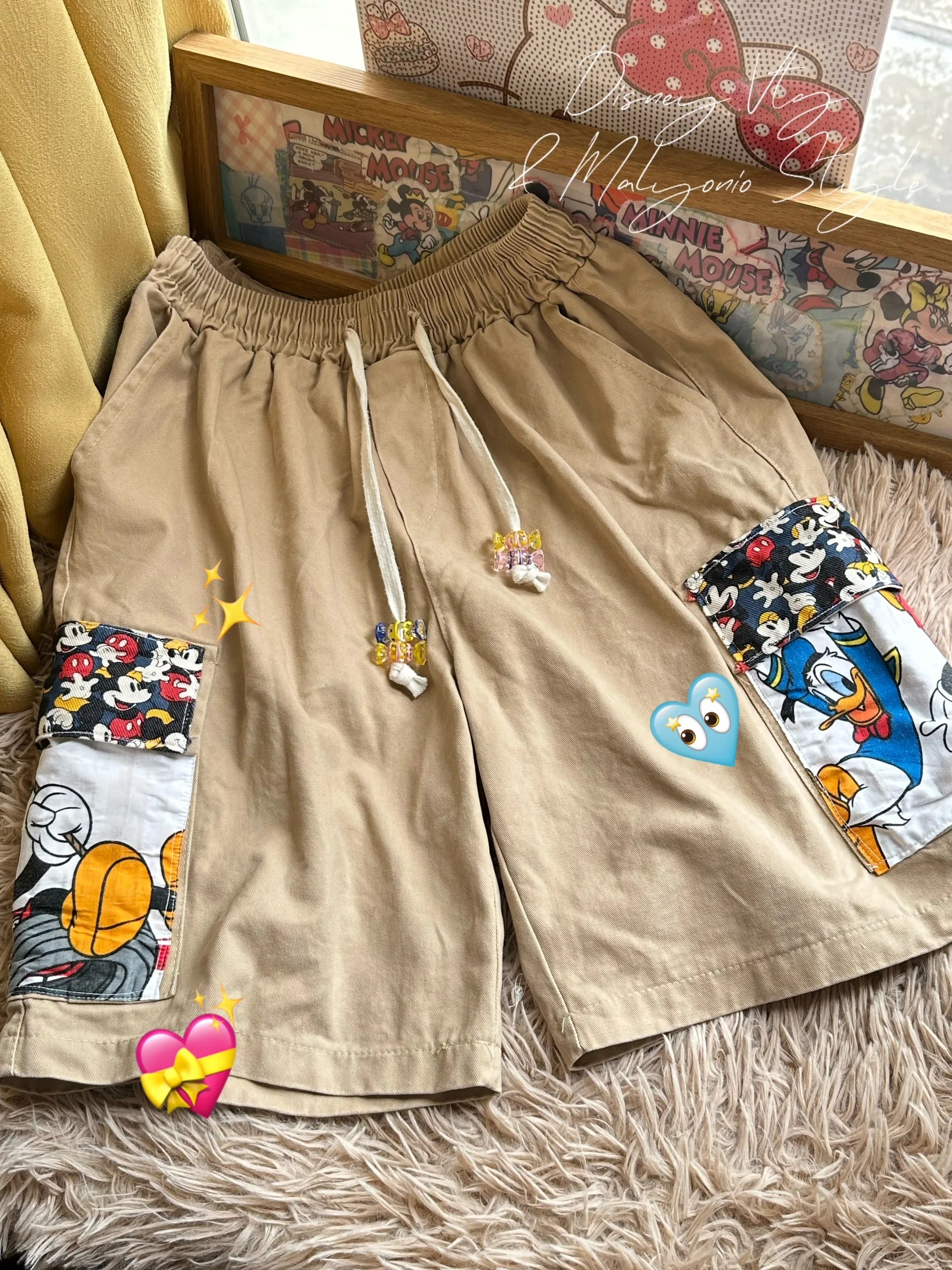 A203 - Mickey Summer 5″ Shorts – Cute, Cool & Chic with Candy Drawstring 🍬🐭