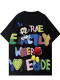 A244 - Mickey Mouse Graffiti Graphic Cotton Tee with 3D Accents
