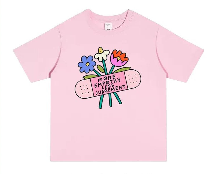 Cute Flower Graphic Tee | Pink Cotton T-Shirt with Positive Quote