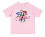 Cute Flower Graphic Tee | Pink Cotton T-Shirt with Positive Quote