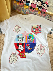 A204 - Pure Cotton Mickey & Minnie Paneled Pocket T-Shirt