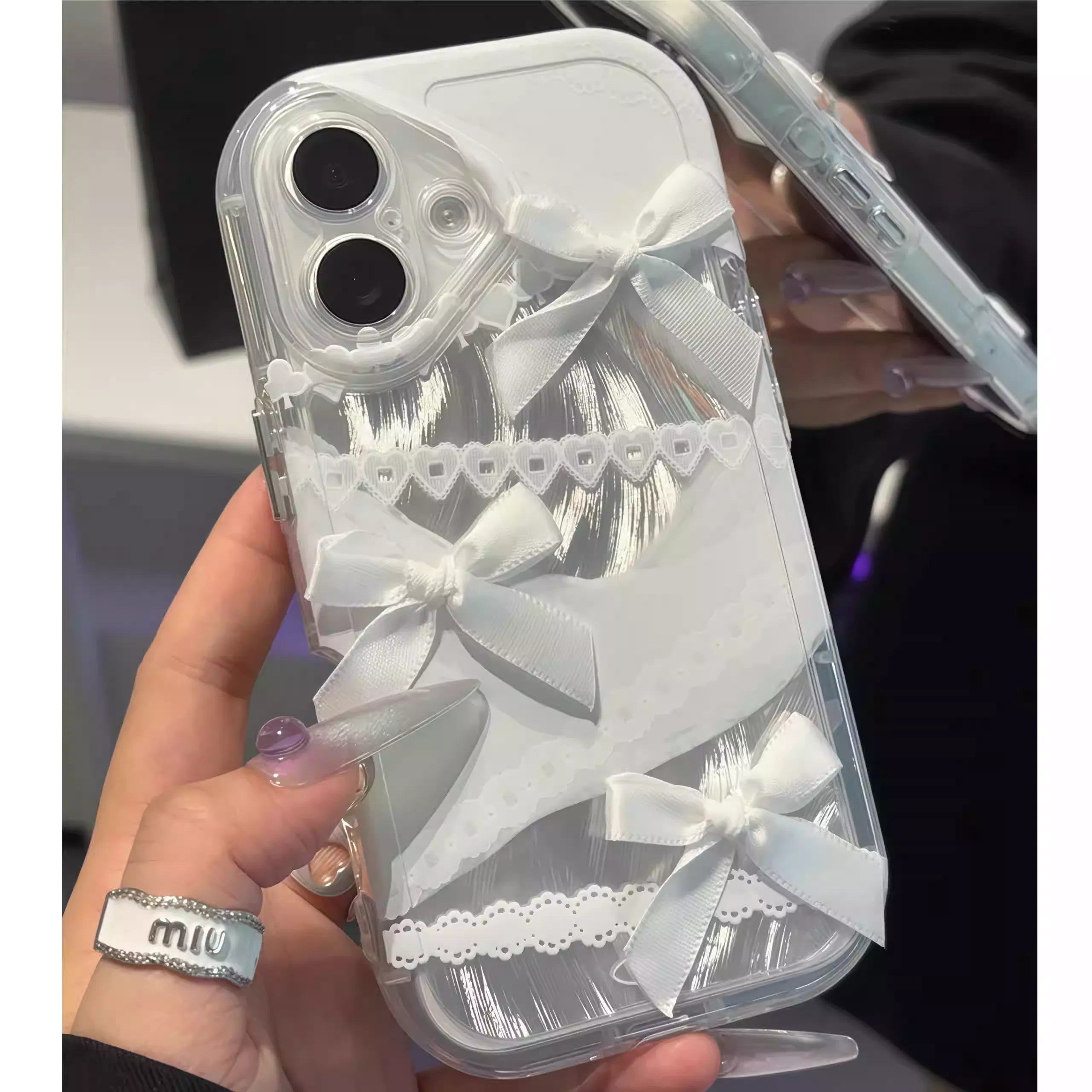 Sweet Bow - Decorated Clear Phone Case: Lovely and Delicate