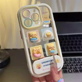 Bear - themed transparent phone case, adorned with 3D bear decorations