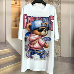 Rhinestone Hip-Hop Teddy Bear T-Shirt | Oversized Heavy Bling Graphic Tee