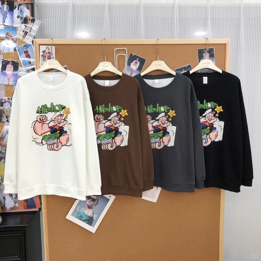B05 - Heavyweight Cotton Popeye Beaded Graphic Crewneck Sweatshirt