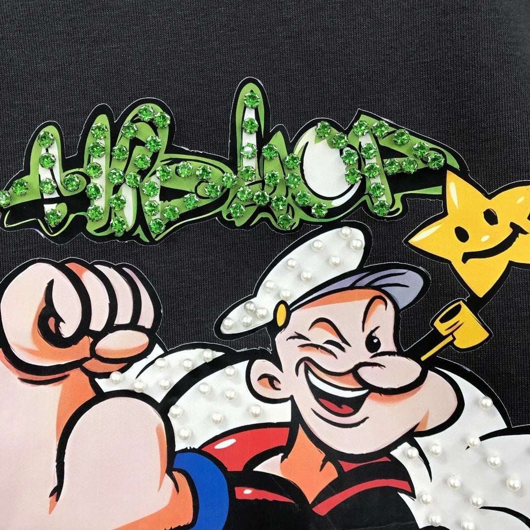 B05 - Heavyweight Cotton Popeye Beaded Graphic Crewneck Sweatshirt