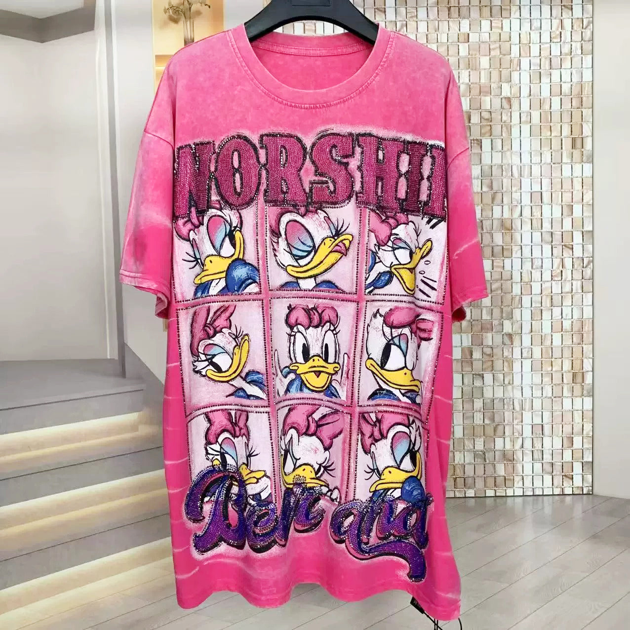 Washed Rhinestone Daisy Graphic T-Shirt | Oversized Statement Tee