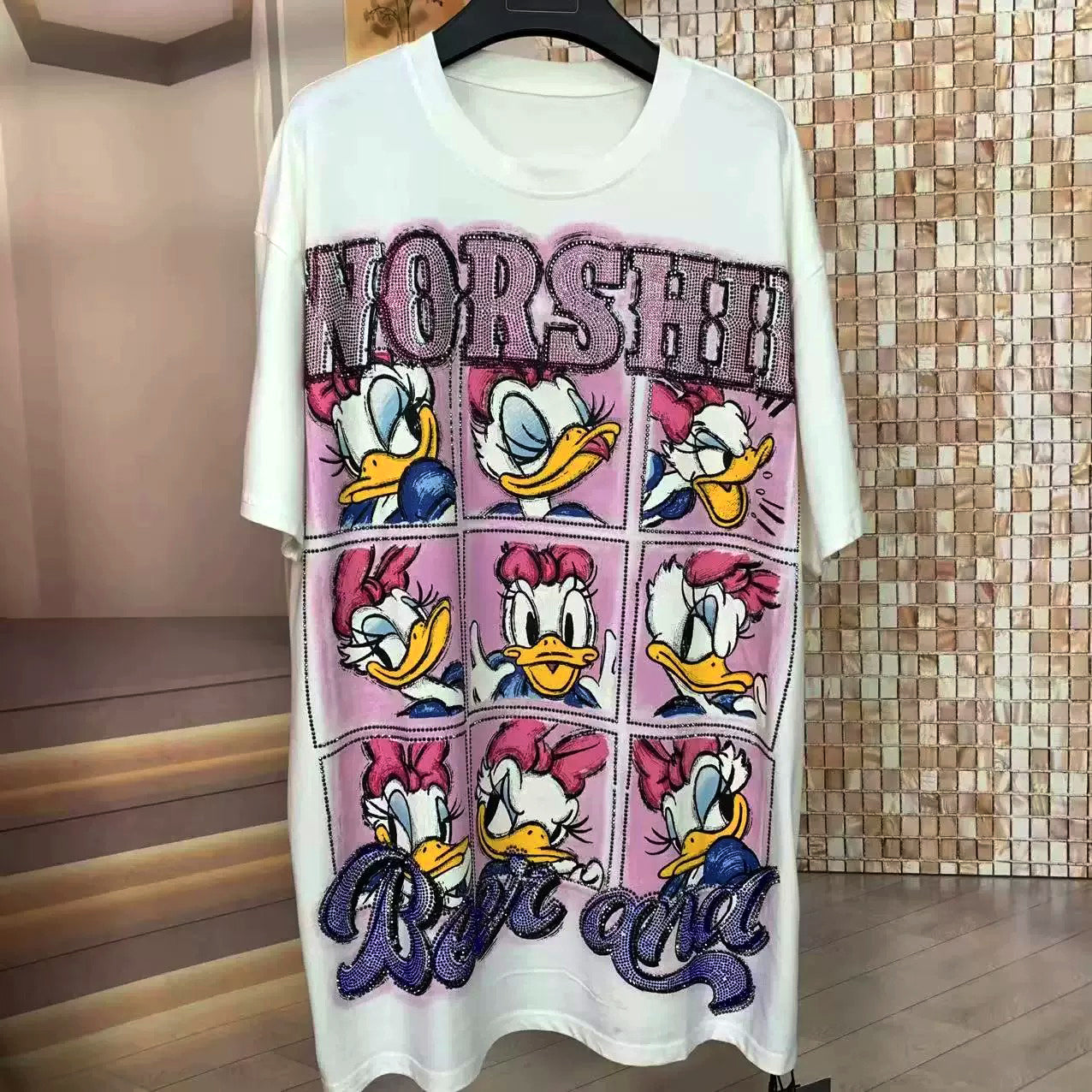 Washed Rhinestone Daisy Graphic T-Shirt | Oversized Statement Tee