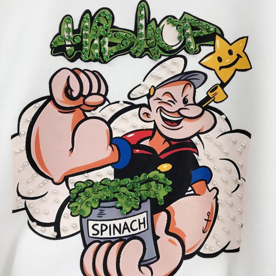B05 - Heavyweight Cotton Popeye Beaded Graphic Crewneck Sweatshirt