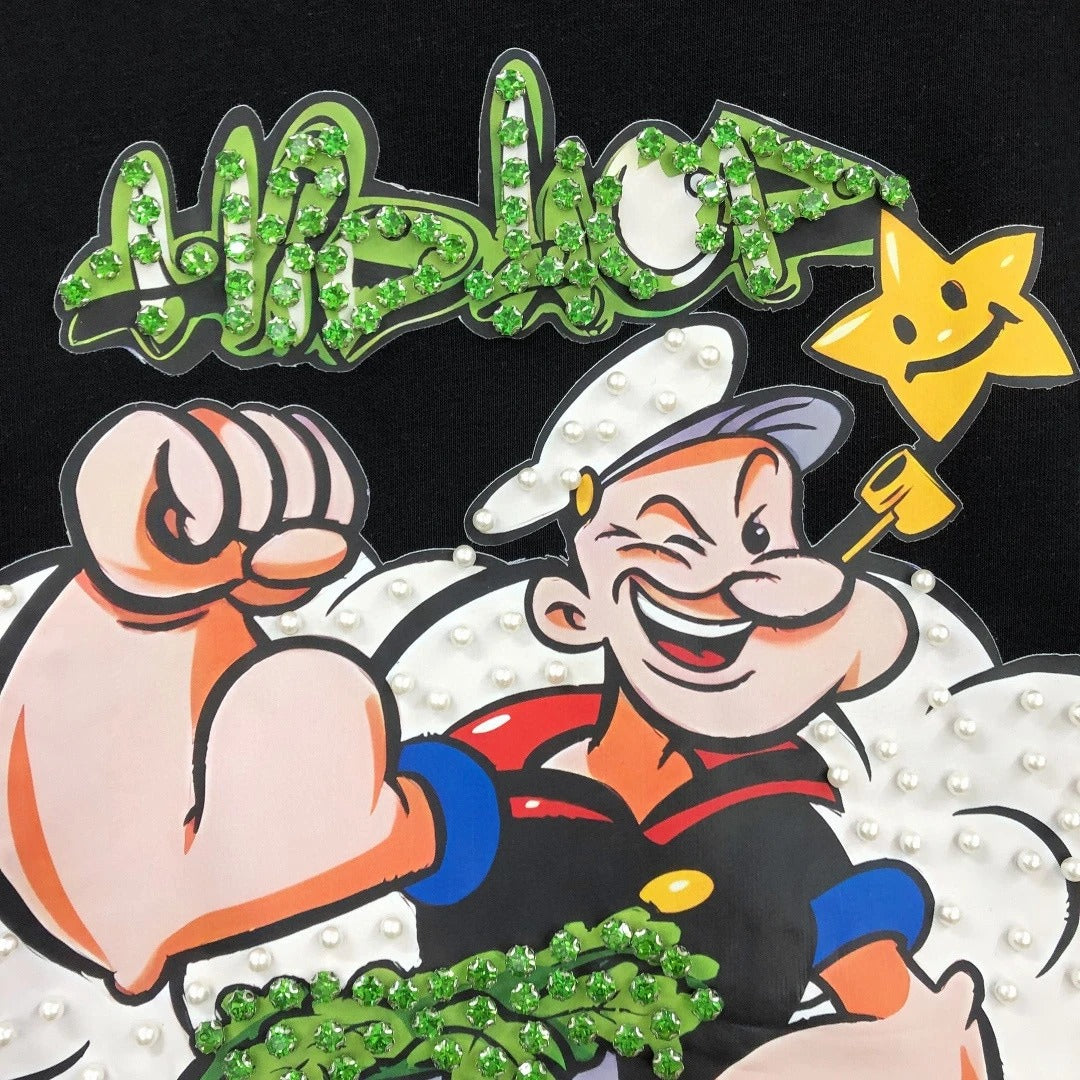 B05 - Heavyweight Cotton Popeye Beaded Graphic Crewneck Sweatshirt