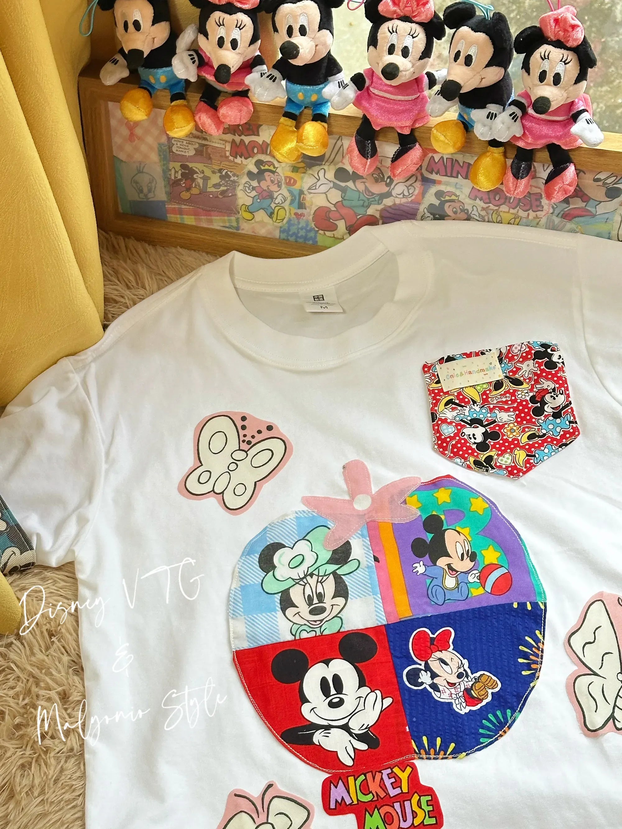 A204 - Pure Cotton Mickey & Minnie Paneled Pocket T-Shirt