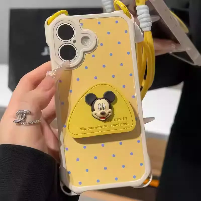 Adorable Mickey - themed Lanyard Phone Case: Cuteness Meets Practicality-Yellow