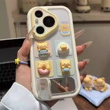 Bear - themed transparent phone case, adorned with 3D bear decorations