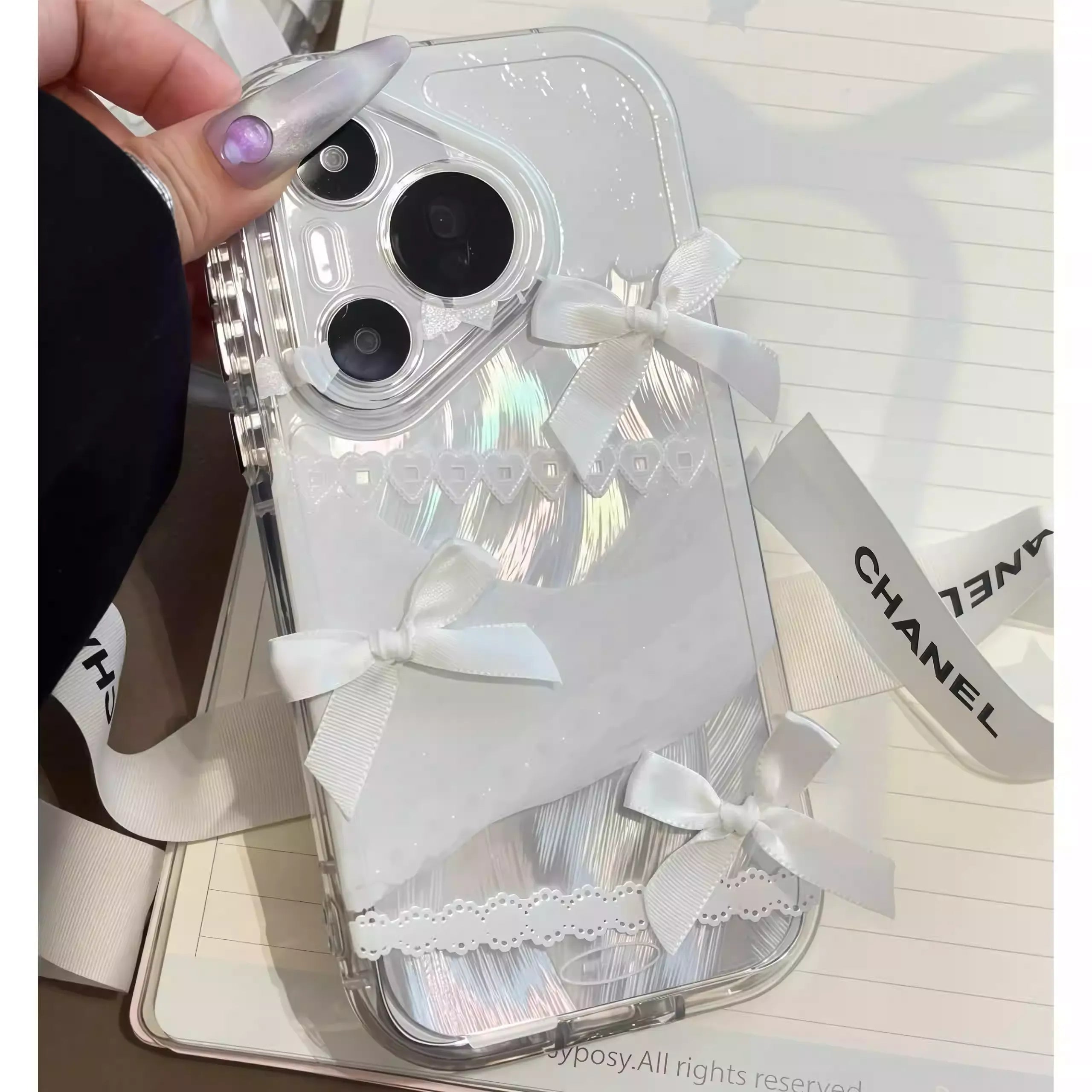 Sweet Bow - Decorated Clear Phone Case: Lovely and Delicate