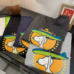 Surfboard Snoopy Cotton T-Shirt | Vintage  Oversized Tee